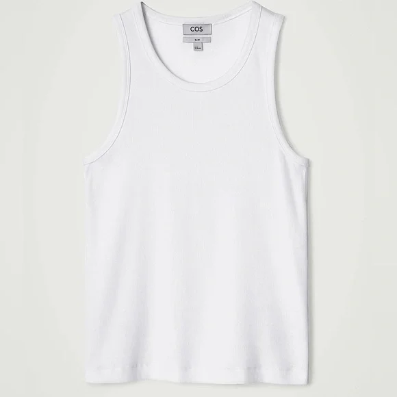 COS The Slim Coupe Etroite Sleeveless Soft Tank Top Shirt, White, Size M - Picture 2 of 9